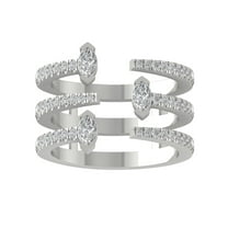 ARAIYA FINE JEWELRY 14K White Gold Round and marquise-shape Lab Grown Diamond Fashion Ring (3/4 cttw, VS Clarity, D-F Color) Size 7.5