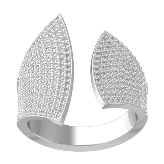 ARAIYA FINE JEWELRY 14K White Gold Round-shape Diamond Bypass Ring (1 cttw, I2-I3 Clarity, I-J Color) Size 5.5