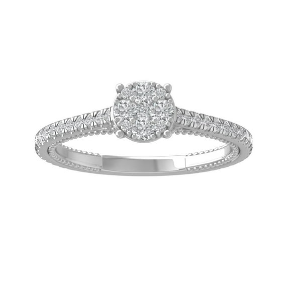 ARAIYA FINE JEWELRY 14K White Gold Round-shape Diamond Composite Ring (1/2 cttw, I2-I3 Clarity, I-J Color) Size 10