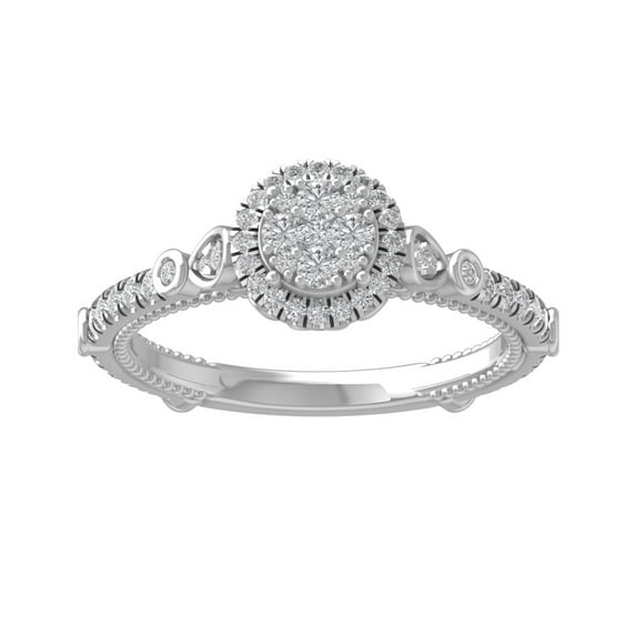 ARAIYA FINE JEWELRY 14K White Gold Round-shape Diamond Composite Ring (1/2 cttw, I2-I3 Clarity, I-J Color) Size 5