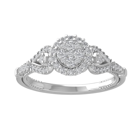 ARAIYA FINE JEWELRY 14K White Gold Round-shape Diamond Composite Ring (1/2 cttw, I2-I3 Clarity, I-J Color) Size 7.5