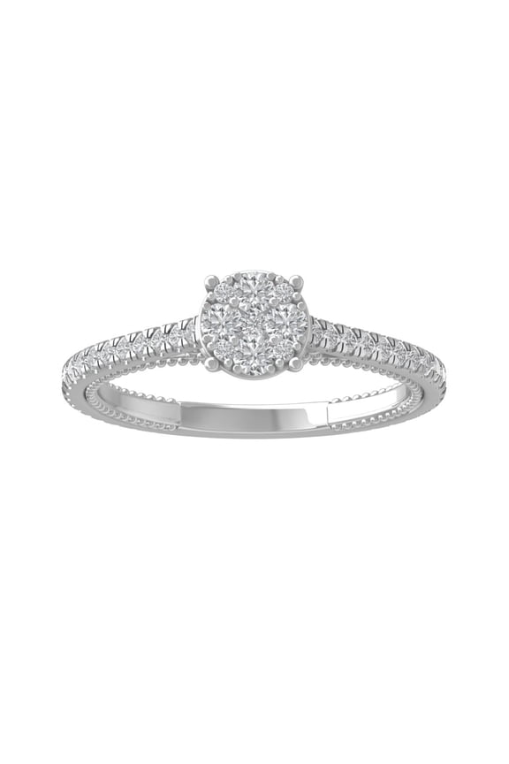 FINE JEWELRY 14K White Gold Round-shape Diamond Composite Ring (1/2 cttw, I2-I3 Clarity, I-J Color) Size 8