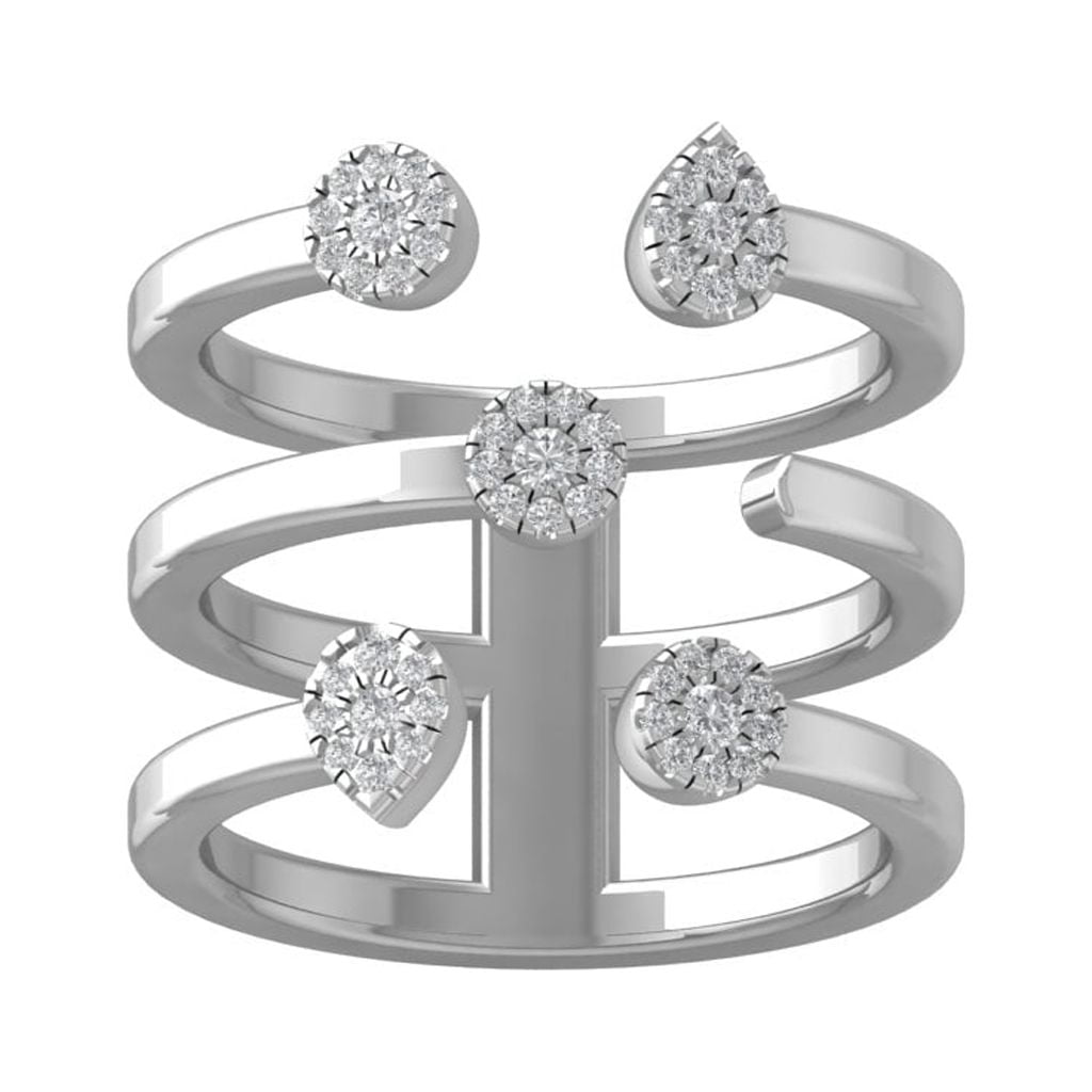 ARAIYA FINE JEWELRY 14K White Gold Roundshape Diamond Composite Ring