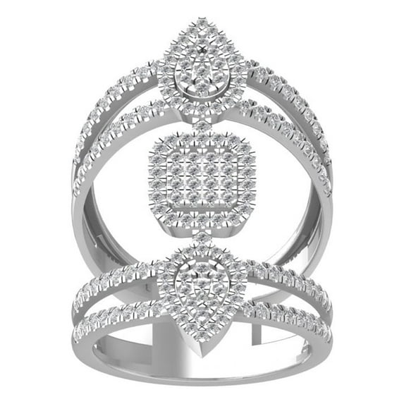 ARAIYA FINE JEWELRY 14K White Gold Round-shape Diamond Composite Ring (1 cttw, I2-I3 Clarity, I-J Color) Size 5