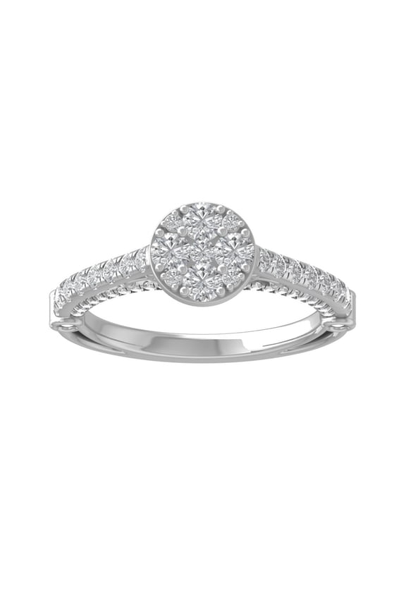 FINE JEWELRY 14K White Gold Round-shape Diamond Composite Ring (1 cttw, I2-I3 Clarity, I-J Color) Size 8.5