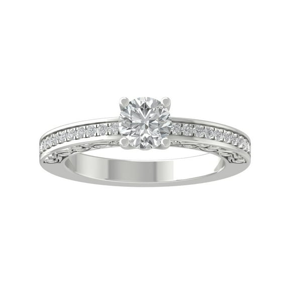 ARAIYA FINE JEWELRY 14K White Gold Round-shape Diamond Engagement Ring (7/8 cttw, I2-I3 Clarity, I-J Color) Size 8.5