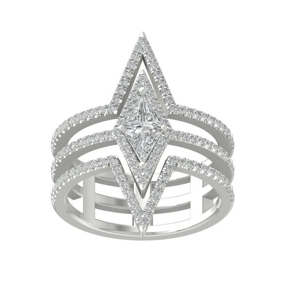ARAIYA FINE JEWELRY 14K White Gold Round-shape Diamond Fashion Ring (1/2 cttw, I2-I3 Clarity, I-J Color) Size 5