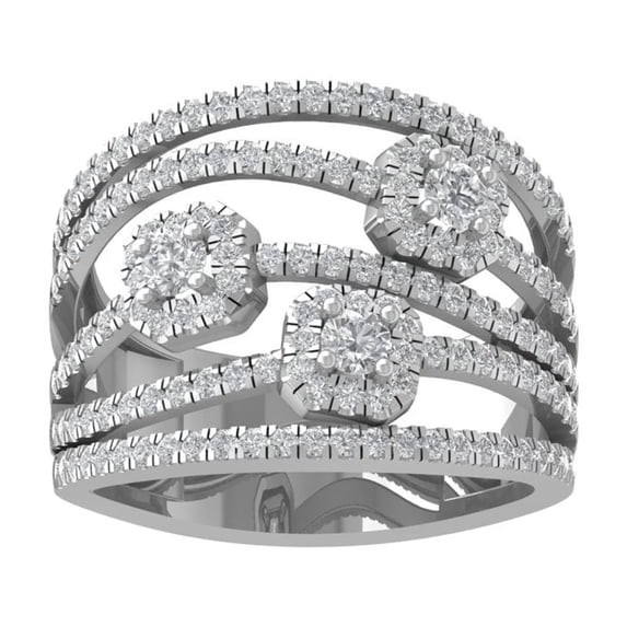 ARAIYA FINE JEWELRY 14K White Gold Round-shape Diamond Fashion Ring (1 cttw, I2-I3 Clarity, I-J Color) Size 9