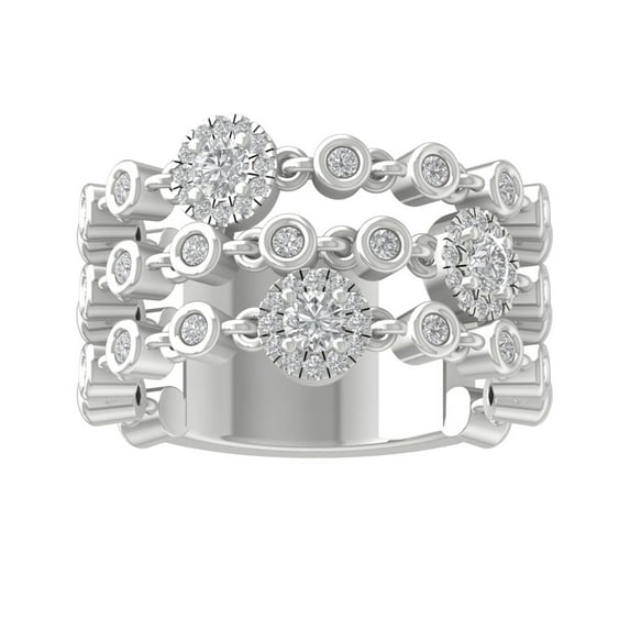 ARAIYA FINE JEWELRY 14K White Gold Round-shape Diamond Fashion Ring (3/4 cttw, I2-I3 Clarity, I-J Color) Size 7.5