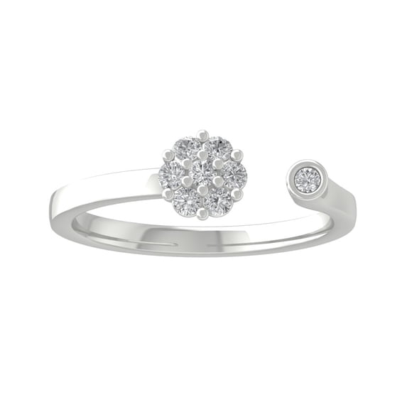 ARAIYA FINE JEWELRY 14K White Gold Round-shape Lab Grown Diamond Bypass Ring (1/4 cttw, VS Clarity, D-F Color) Size 9