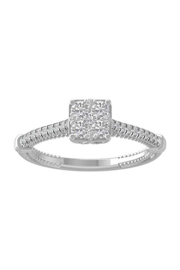 FINE JEWELRY 14K White Gold Round-shape Lab Grown Diamond Composite Ring (1/2 cttw, VS Clarity, D-F Color) Size 5