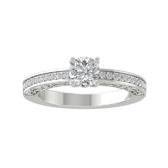 ARAIYA FINE JEWELRY 14K White Gold Round-shape Lab Grown Diamond Engagement Ring (7/8 cttw, VS Clarity, D-F Color) Size 10