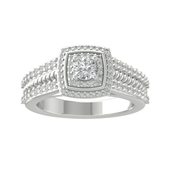 ARAIYA FINE JEWELRY 14K White Gold Round-shape Lab Grown Diamond Engagement Ring (7/8 cttw, VS Clarity, D-F Color) Size 5