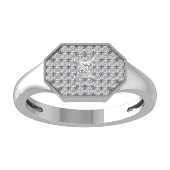 ARAIYA FINE JEWELRY 14K White Gold Round-shape Lab Grown Diamond Fashion Ring (1/3 cttw, VS Clarity, D-F Color) Size 5