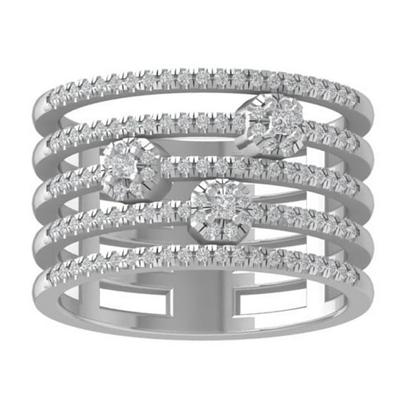 ARAIYA FINE JEWELRY 14K White Gold Round-shape Lab Grown Diamond Fashion Ring (1 cttw, VS Clarity, D-F Color) Size 9