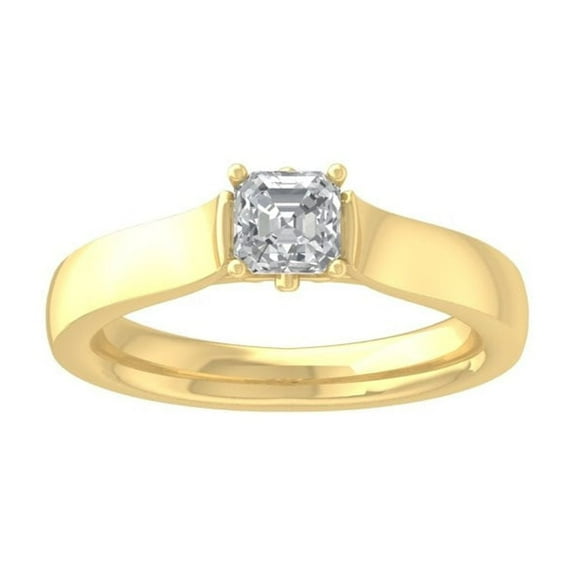 ARAIYA FINE JEWELRY 14K Yellow Gold Asscher-shape Diamond Solitaire Engagement Ring (1 cttw, I-J Color, I2-I3 Clarity) Size 7.5