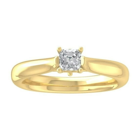 ARAIYA FINE JEWELRY 14K Yellow Gold Asscher shape Diamond Solitaire Ring (1 cttw, I-J Color, I2-I3 Clarity) Size 9