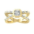 thumbnail image 1 of ARAIYA FINE JEWELRY 14K Yellow Gold Baguette and Asscher-shape Lab Grown Diamond Halo Engagement Cross Ring (1 5/8 cttw, VS Clarity, D-E Color) Size 9.5, 1 of 1