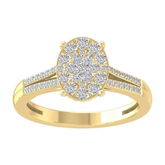 Araiya Fine Jewelry14K Yellow Gold Cluster Diamond Engagement Ring (5/8 cttw, I-J Color, I2-I3 Clarity) Size 9