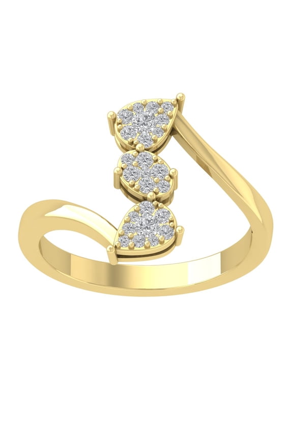 FINE JEWELRY 14K Yellow Gold Cluster Lab Grown Diamond Wedding Space Band Ring (1/4 cttw, D-F Color, VS Clarity), Size 10