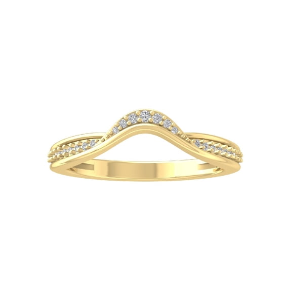ARAIYA FINE JEWELRY 14K Yellow Gold Diamond Anniversary Band Ring (1/10 cttw, I-J Color, I2-I3 Clarity) Size 5