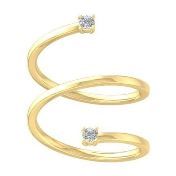ARAIYA FINE JEWELRY 14K Yellow Gold Diamond Bypass Open Band Ring (1/6 cttw, I-J Color, I2-I3 Clarity) Size 7