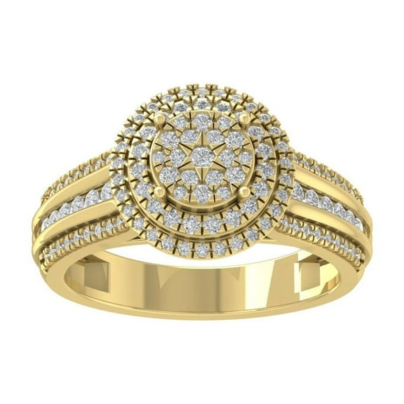 ARAIYA FINE JEWELRY 14K Yellow Gold Diamond Cluster Ring (3/4 cttw, I-J Color, I2-I3 Clarity) Size 6