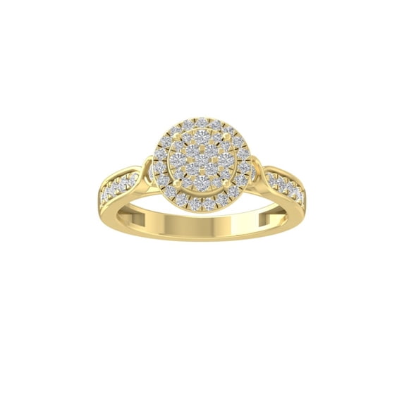ARAIYA FINE JEWELRY 14K Yellow Gold Diamond Cluster Ring (5/8 cttw, I-J Color, I2-I3 Clarity) Size 8