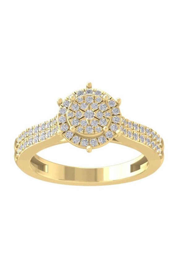FINE JEWELRY 14K Yellow Gold Diamond Composite Cluster Ring (1/2 cttw, I-J Color, I2-I3 Clarity) Size 9.5