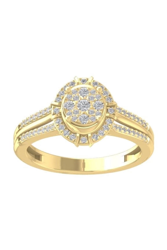 FINE JEWELRY 14K Yellow Gold Diamond Composite Cluster Ring (1/3 cttw, I-J Color, I2-I3 Clarity) Size 5.5