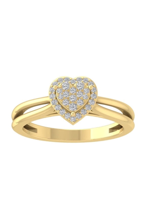 FINE JEWELRY 14K Yellow Gold Diamond Composite Cluster Ring (1/5 cttw, I-J Color, I2-I3 Clarity) Size 10