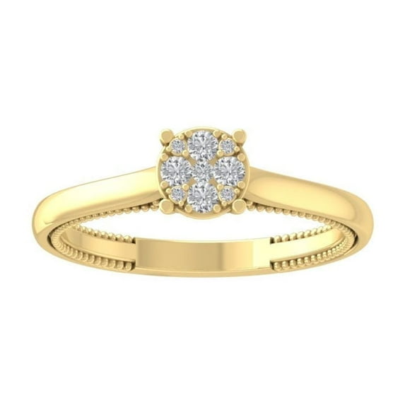ARAIYA FINE JEWELRY 14K Yellow Gold Diamond Composite Cluster Ring (1/5 cttw, I-J Color, I2-I3 Clarity) Size 5.5