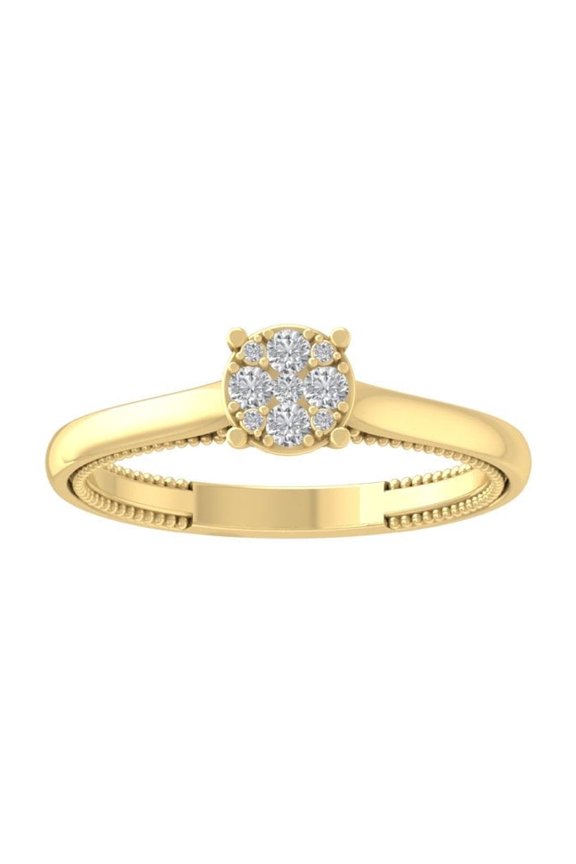FINE JEWELRY 14K Yellow Gold Diamond Composite Cluster Ring (1/5 cttw, I-J Color, I2-I3 Clarity) Size 5.5