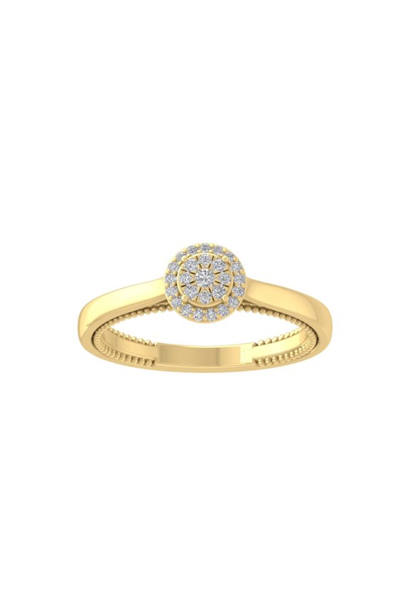 FINE JEWELRY 14K Yellow Gold Diamond Composite Cluster Ring (1/5 cttw, I-J Color, I2-I3 Clarity) Size 5.5