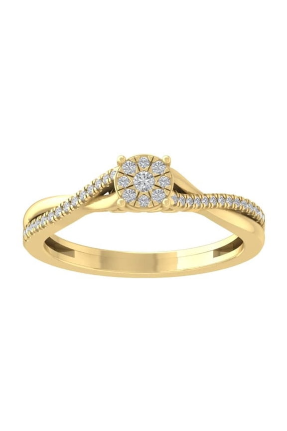 FINE JEWELRY 14K Yellow Gold Diamond Composite Cluster Ring (1/5 cttw, I-J Color, I2-I3 Clarity) Size 6.5