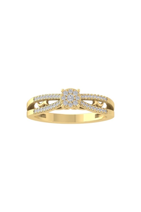 FINE JEWELRY 14K Yellow Gold Diamond Composite Cluster Ring (1/5 cttw, I-J Color, I2-I3 Clarity) Size 6