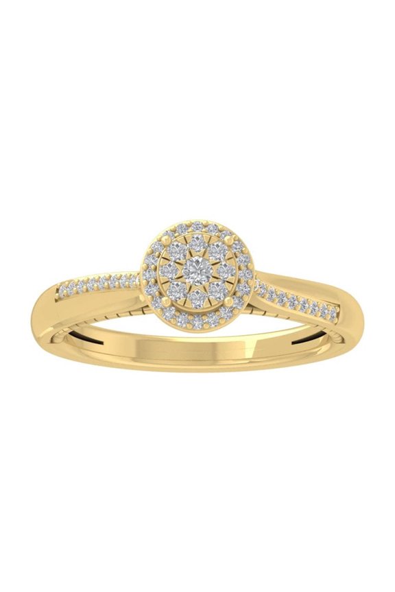 FINE JEWELRY 14K Yellow Gold Diamond Composite Cluster Ring (1/5 cttw, I-J Color, I2-I3 Clarity) Size 7