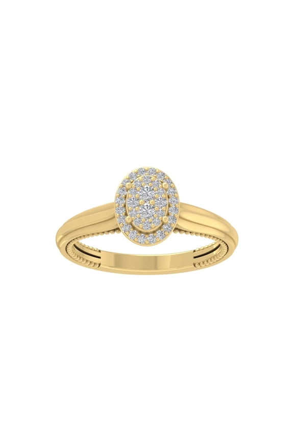 FINE JEWELRY 14K Yellow Gold Diamond Composite Cluster Ring (1/5 cttw, I-J Color, I2-I3 Clarity) Size 8.5