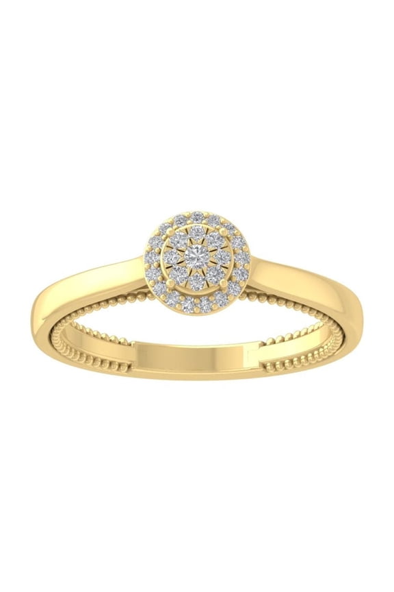 FINE JEWELRY 14K Yellow Gold Diamond Composite Cluster Ring (1/5 cttw, I-J Color, I2-I3 Clarity) Size 8