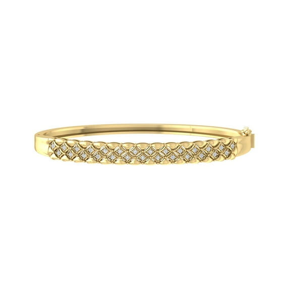 ARAIYA FINE JEWELRY 14K Yellow Gold Diamond Fashion Bangle Bracelet (1/3 cttw, I-J Color, I2-I3 Clarity) 6.5"
