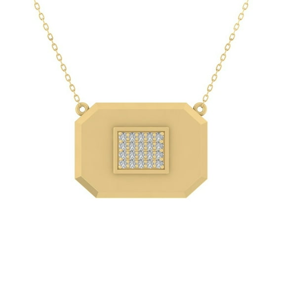ARAIYA FINE JEWELRY 14K Yellow Gold Diamond Fashion Pendant with Gold Plated Silver Cable Chain Necklace (1/10 cttw, I-J Color, I2-I3 Clarity) 18"