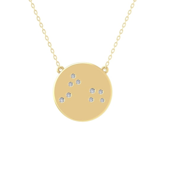 ARAIYA FINE JEWELRY 14K Yellow Gold Diamond Fashion Pendant with Gold Plated Silver Cable Chain Necklace (1/10 cttw, I-J Color, I2-I3 Clarity) 18"