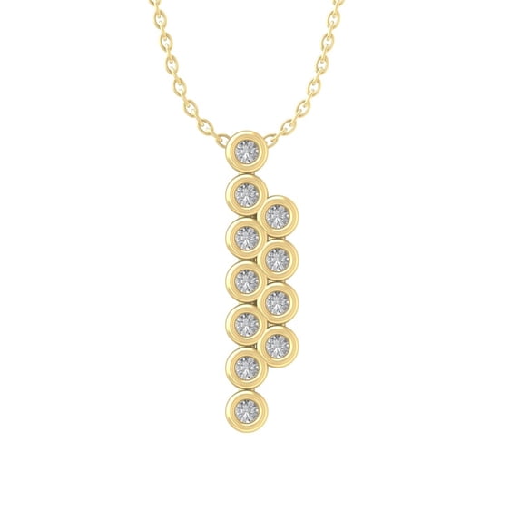 ARAIYA FINE JEWELRY 14K Yellow Gold Diamond Fashion Pendant with Gold Plated Silver Cable Chain Necklace (1/4 cttw, I-J Color, I2-I3 Clarity) 18"