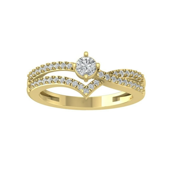 ARAIYA FINE JEWELRY 14K Yellow Gold Diamond Fashion Wedding Band Ring (1/2 cttw, I-J Color, I2-I3 Clarity) Size 7.5