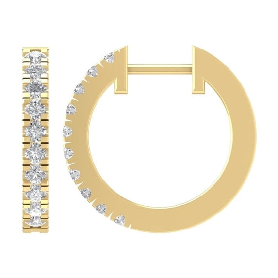 ARAIYA FINE JEWELRY 14K Yellow Gold Diamond Hoop Earrings (1/3 cttw, I2-I3 Clarity, I-J Color)