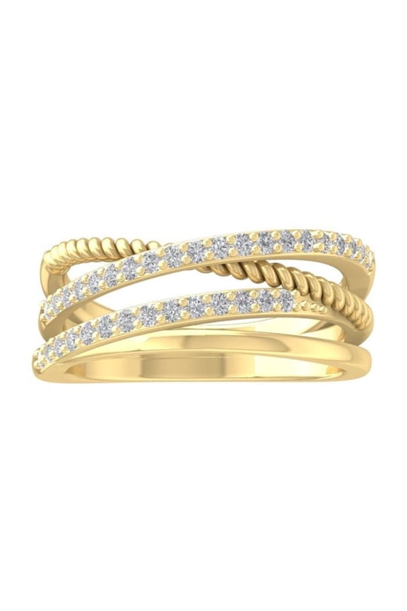 FINE JEWELRY 14K Yellow Gold Diamond Rope Ring (1/3 cttw, I-J Color, I2-I3 Clarity) Size 5.5