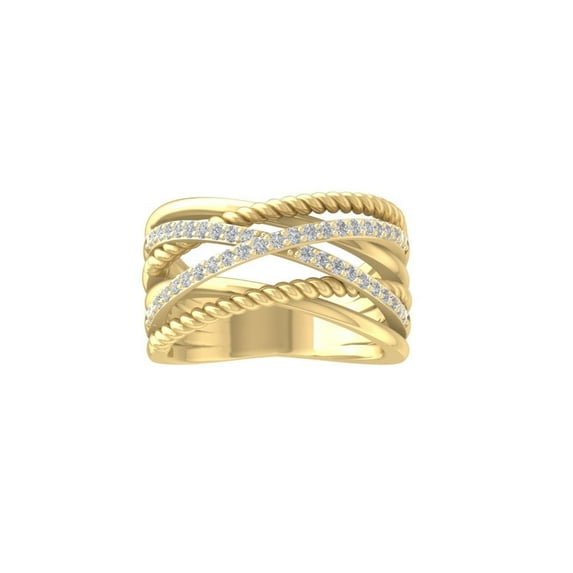 ARAIYA FINE JEWELRY 14K Yellow Gold Diamond Rope Ring (1/3 cttw, I2-I3 Clarity, I-J Color) Size 7