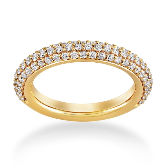 ARAIYA FINE JEWELRY 14K Yellow Gold Diamond Three Row Eternity Band Ring (7/8 cttw, I-J Color, I2-I3 Clarity), Size 8.5