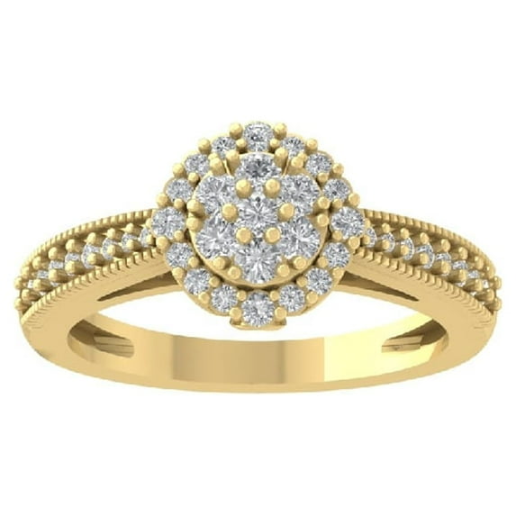 ARAIYA FINE JEWELRY 14K Yellow Gold Diamond Wedding Band Ring (1/2 cttw, I-J Color, I2-I3 Clarity) Size 10