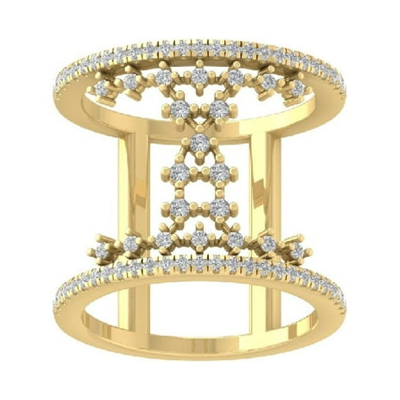 ARAIYA FINE JEWELRY 14K Yellow Gold Diamond Wedding Band Ring (1/2 cttw, I-J Color, I2-I3 Clarity) Size 6.5